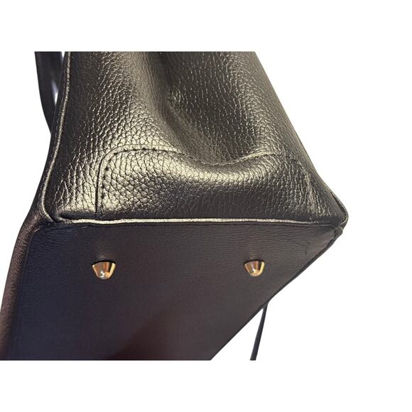 Vintage Italian Black Leather Structured Handbag - Picture 14 of 16